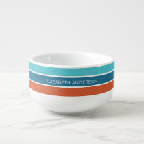 Modern Retro Sunset Stripes Personalized  Soup Mug