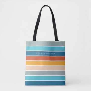 Modern Retro Sunset Stripes Personalized  Tote Bag