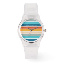 Modern Retro Sunset Stripes Personalized  Watch