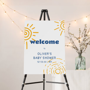 Modern Retro Sunshine Baby Shower Welcome Sign