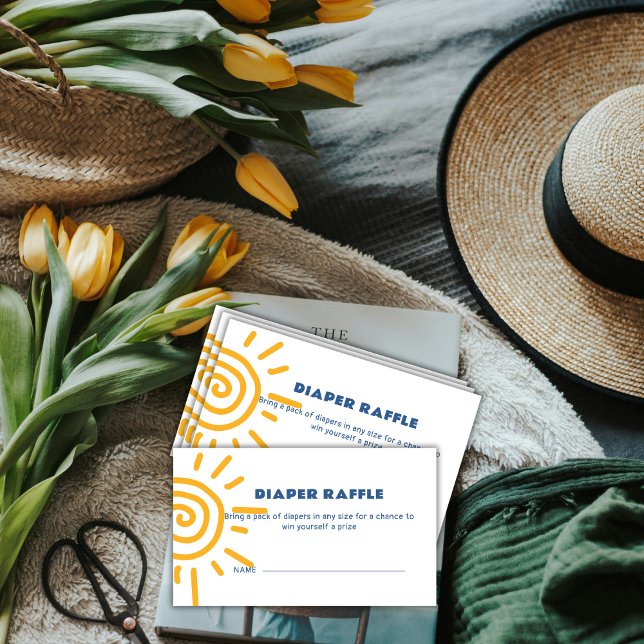 Modern Retro Sunshine Diaper Raffle Baby Shower Enclosure Card (Modern Retro Sunshine Diaper Raffle Baby Shower Enclosure Card)