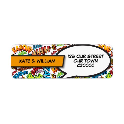 Modern Retro Superhero Comic Book Return Address Label