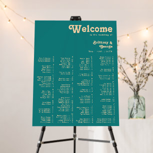 Modern Retro Teal Alphabetical Seating Chart Foam Board