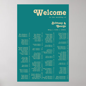 Modern Retro | Teal Alphabetical Seating Poster