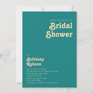 Modern Retro   Teal Bridal Shower Invitation