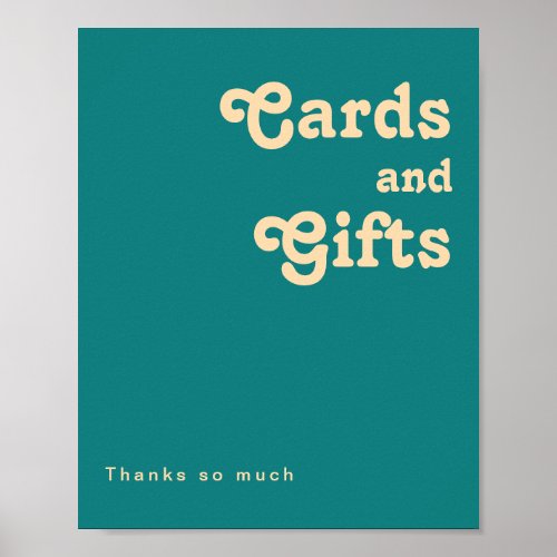 Modern Retro  Teal Cards and Gifts Sign