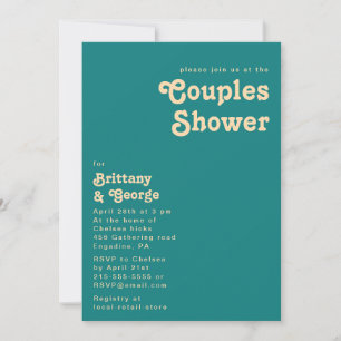 Modern Retro Teal Couples Shower Invitation
