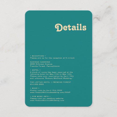 Modern Retro  Teal Details Rounded Edges Enclosure Card