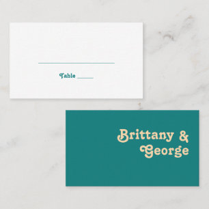 Modern Retro Teal Flat Wedding Place Card
