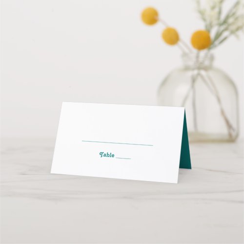 Modern Retro  Teal Folded Place Card