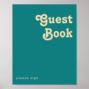 Modern Retro Teal Guest Book Sign