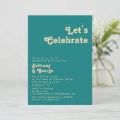 Modern Retro | Teal Let's Celebrate Invitation (Standing Front)
