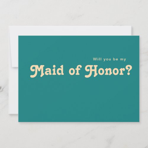 Modern Retro  Teal Maid of Honor Proposal Card