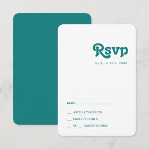 Modern Retro Teal Rounded Edges RSVP Card