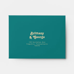 Modern Retro Teal Self Addressed RSVP Envelope