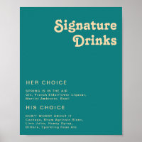 Modern Retro | Teal Signature Drinks Sign