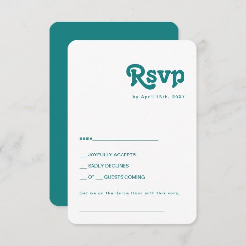 Modern Retro  Teal Song Request Rounded Edges RSVP Card