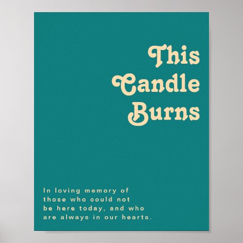 Modern Retro  Teal This Candle Burns Poster
