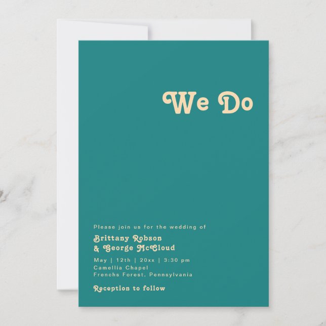 Modern Retro | Teal We Do Wedding Invitation (Front)