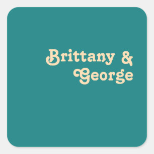 Modern Retro Teal Wedding Envelope Seals