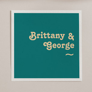 Modern Retro   Teal Wedding Napkins