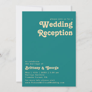Modern Retro Teal Wedding Reception Invitation