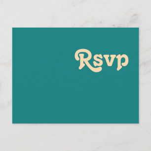Modern Retro   Teal Wedding RSVP Postcard