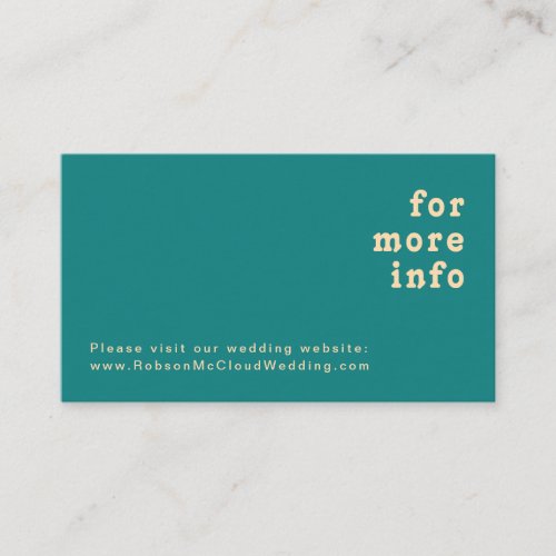 Modern Retro  Teal Wedding Website Enclosure Card