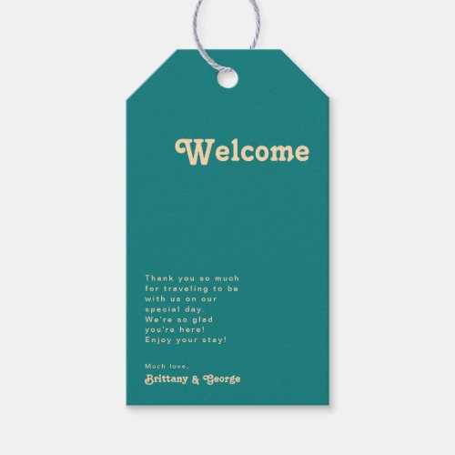 Modern Retro  Teal Wedding Welcome Gift Tags