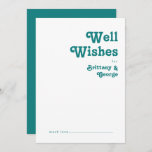 Modern Retro | Teal Wedding Well Wishes Card<br><div class="desc">This modern retro | teal wedding well wishes card is perfect for your simple vintage, colorful tropical boho summer wedding. Its unique bohemian mid-century font gives this design a classic minimalist groovy hippie vibe. If you're looking for a design that features bright, bold colors for your creative 70's beach wedding,...</div>