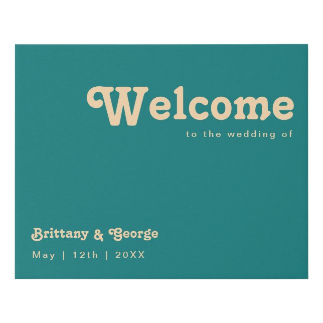 Modern Retro | Teal Welcome Faux Canvas Print (Front)