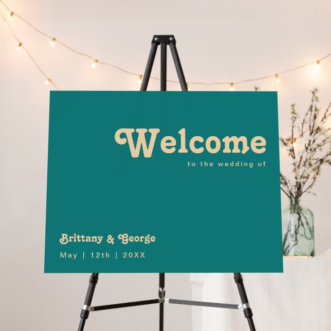 Modern Retro | Teal Welcome Foam Board (In Situ (Stand))