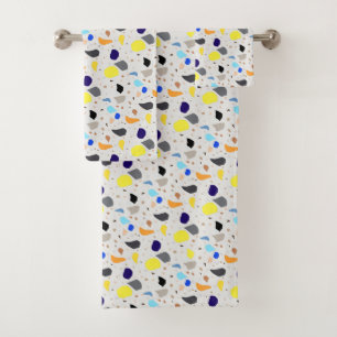 Modern Retro Terrazzo Colorful Pattern Bath Towel Set