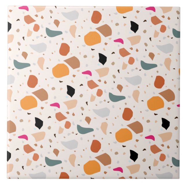 Modern Retro Terrazzo Colorful Pattern Ceramic Tile (Front)