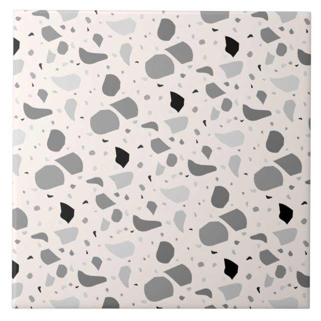 Modern Retro Terrazzo Monochrome Pattern Ceramic Tile (Front)