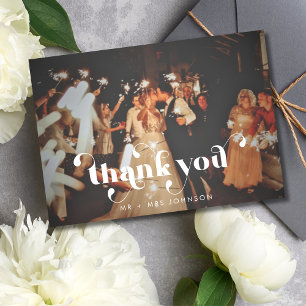 Modern Retro Thank You Wedding Photo Card