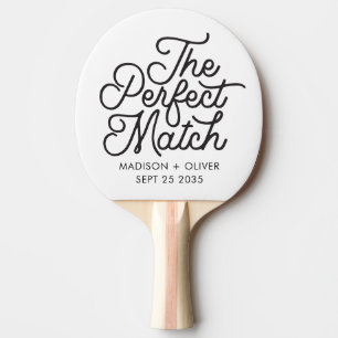 Modern Retro The Perfect Match Script Wedding Ping Pong Paddle