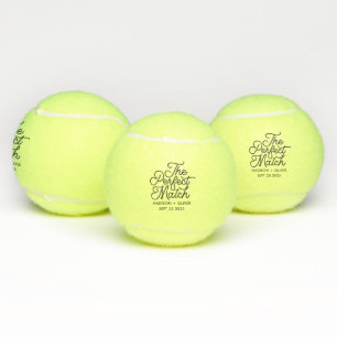 Modern Retro The Perfect Match Script Wedding  Tennis Balls