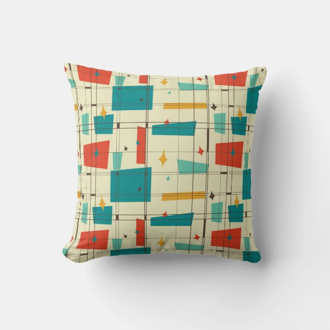 Modern Retro Throw Pillow (Front)