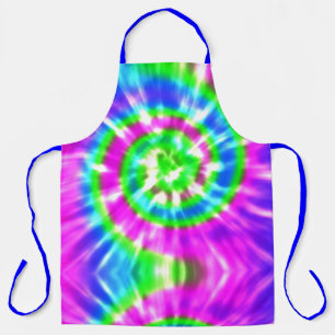 Modern Retro Tie Dyed Pink Turquoise Blue Apron