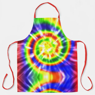 Modern Retro Tie Dyed Red Green Yellow Apron