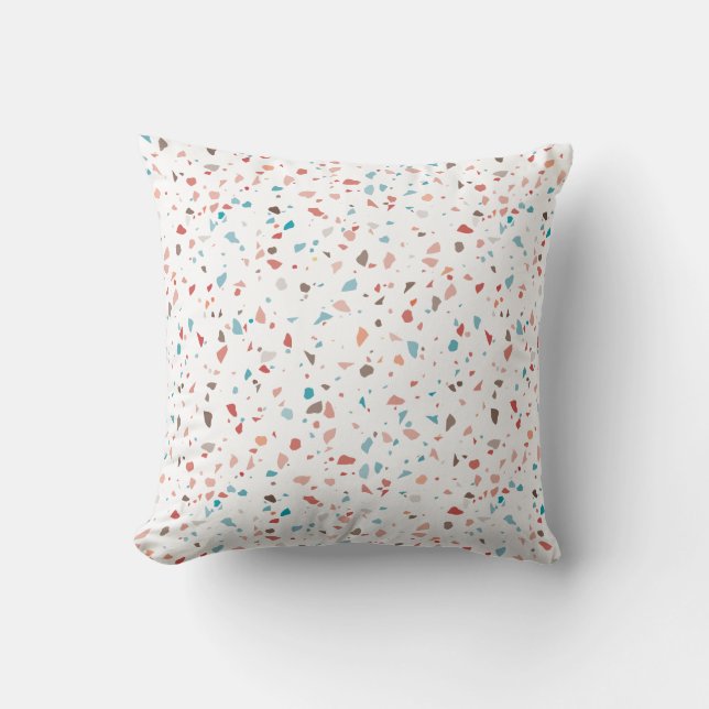 Modern Retro Trendy Terrazzo Inspired Throw Pillow (Front)
