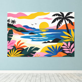 Modern retro tropical landscape 02 canvas print