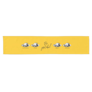 Modern Retro Turkey Grateful Thanksgiving Yellow Short Table Runner