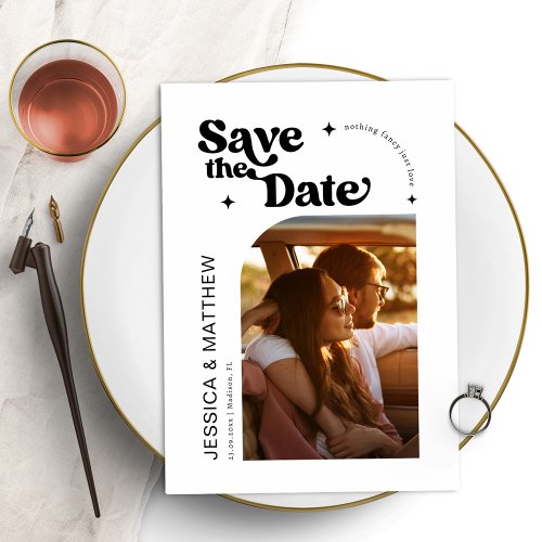 Modern Retro Typography Arch Photo Save The Date