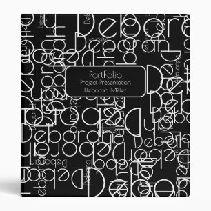 Modern Retro Typography Black Project Presentation 3 Ring Binder