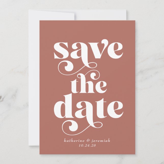 Modern Retro Typography Wedding Save the Date (Front)