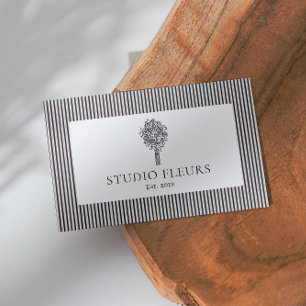 Modern Retro Vibe Logo Striped Business Card