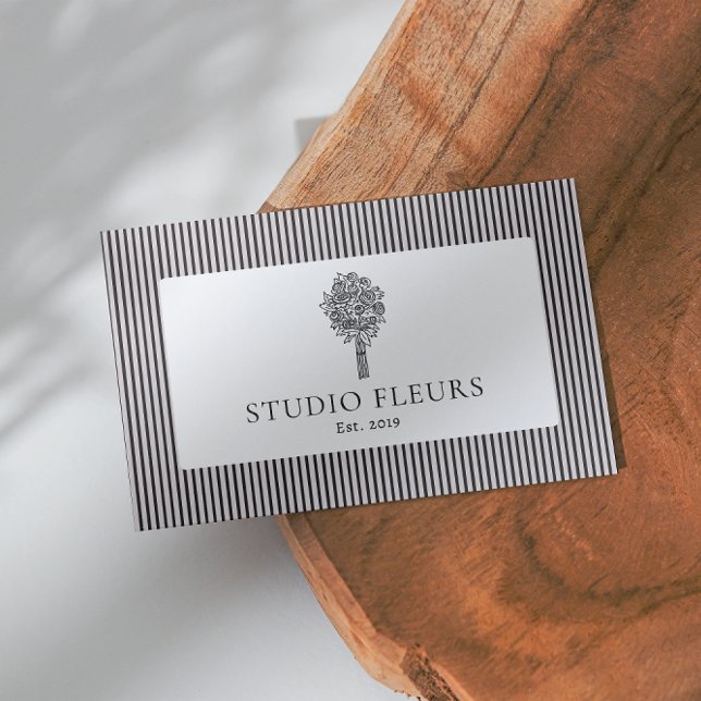 Modern Retro Vibe Logo Striped Business Card (Creator Uploaded)