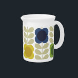 Modern Retro Vintage, Charm Summer Flower Stem Beverage Pitcher<br><div class="desc">This lovely pattern brings a delightful sense of nostalgia and a touch of summer warmth to your home! Just picture your kitchen and dining ware beautifully decorated with cheerful flowers inspired by modern retro stems in soothing navy, olive green, sunny yellow, and gentle peach. It truly creates a cozy atmosphere...</div>